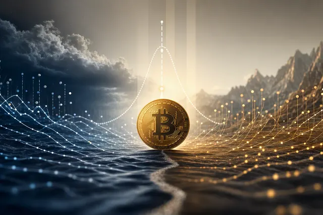 Conceptual illustration about Bitcoin options expiry and max pain; not a market-data chart.