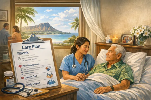 please create a nursing care plan for terminal ill case who is planning dying in place in OAH, the nursing care plan should include :Diagnos