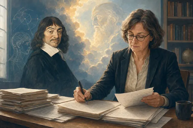 Mein Gegner schreibnt das: Hellmut Bölling · Anja Zuercher , Professorin Zuercher verteilt wieder Noten. Warum kommt bei Descartes anfangs n
