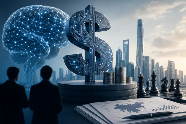 Editorial illustration about DeepSeek’s reported $10 billion valuation and AI funding talks