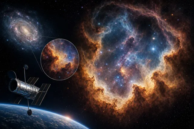 What did NASA and ESA’s September 3, 2026 Hubble image reveal about LHA 120 N44 in the Large Magellanic Cloud—including its location about 1