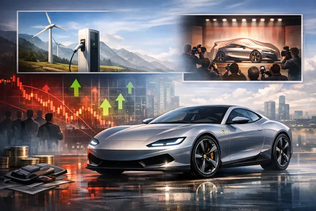 A conceptual rendering of the new Ferrari Luce electric vehicle showcasing its controversial and polarizing design at the official unveiling.
