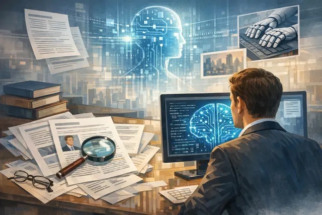 Abstract digital illustration representing the future of enterprise software: a glowing brain-like network connected to AI agents and voice command interfaces, symbolizing SAP's co