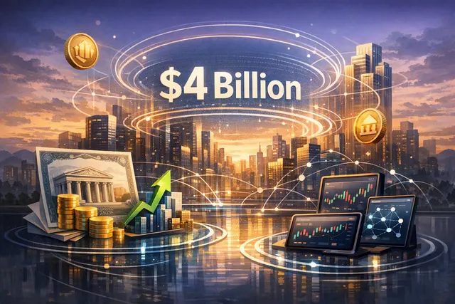 Abstract illustration of Solana blockchain infrastructure connecting tokenized Treasury and stock assets with DeFi applications