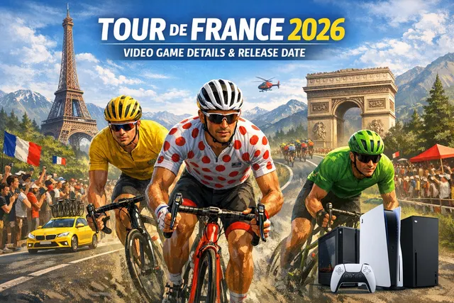 Screenshot of a rider racing in rainy conditions from the Tour de France 2026 video game, showcasing the new dynamic weather system.