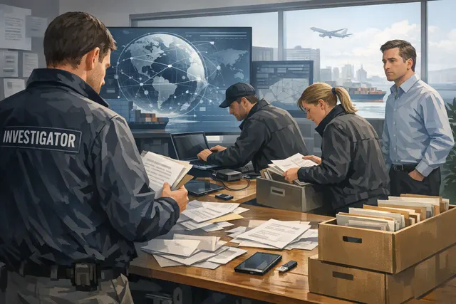 Illustration of a competition regulator investigating WiseTech Global after a search warrant