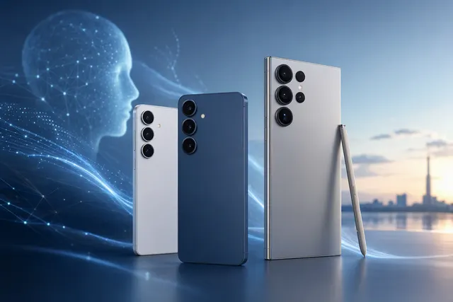 Samsung Galaxy S26 series phones illustrating the One UI 9 software rollout