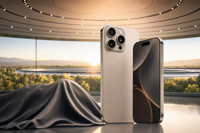Editorial illustration of Apple’s iPhone 18 Pro launch event