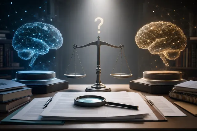 兩個 AI 模型在研究報告、引用與審核流程上的對比示意圖