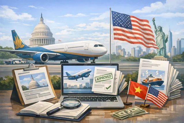 Vietnam Airlines Boeing 737 MAX 8 aircraft concept illustration with EXIM financing deal details