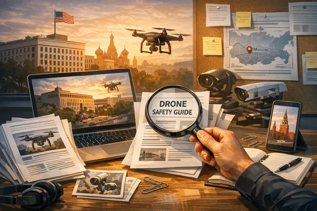 Searching with cited sources for What prompted the U.S. Embassy in Moscow to issue its first drone safety guide for American citizens, and w