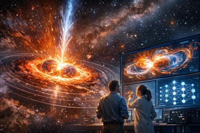 Schematic depiction of RHINE: deep learning applied to r-process heating simulations for neutron star mergers