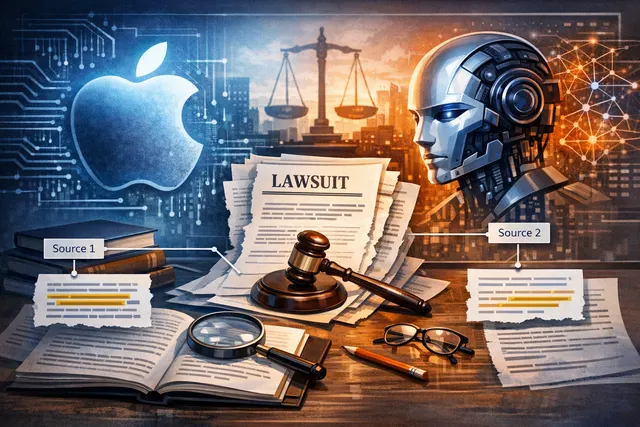 Abstract illustration representing the legal and commercial conflicts between Apple, OpenAI, and the wearable AI startup iyO over trade secrets and the 'io' hardware brand.
