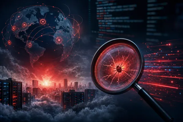 Editorial illustration representing a PHP security vulnerability and the urgent effort to protect web servers