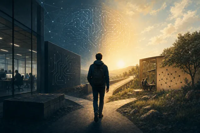 Editorial illustration representing independent evaluation of advanced AI systems