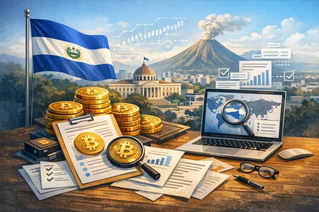 Bitcoin coin in front of the El Salvador flag, representing the country's bitcoin accumulation strategy