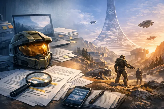 Halo: Campaign Evolved key art showing Master Chief holding a weapon on a sci-fi battlefield, with the Halo ring in the background