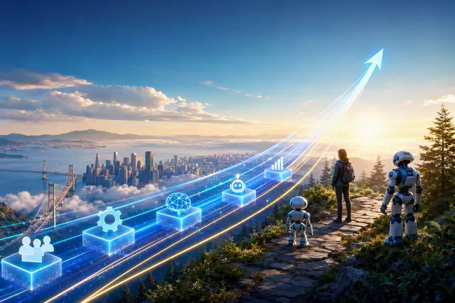 What revenue target did Salesforce set for fiscal 2030 at Dreamforce, how did it compare with Wall Street estimates and the inclusion of its