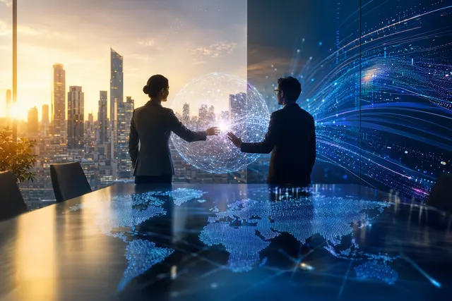 Illustration representing Microsoft and EY partnership to scale enterprise AI