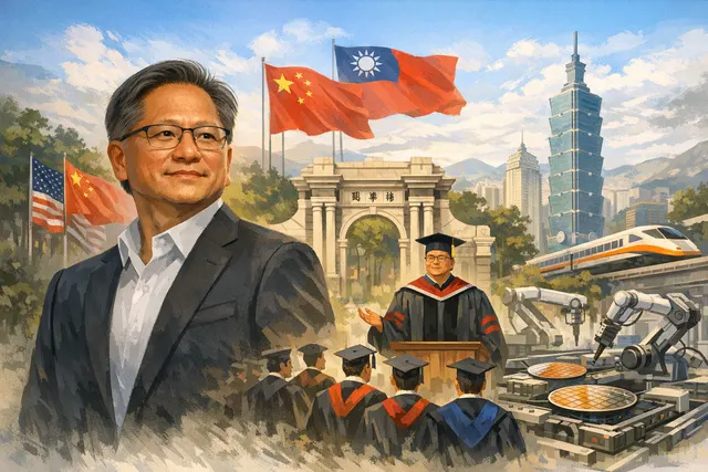 What major diplomatic, business, and investment moves did Nvidia CEO Jensen Huang make in late May 2026, including joining Tsinghua Universi