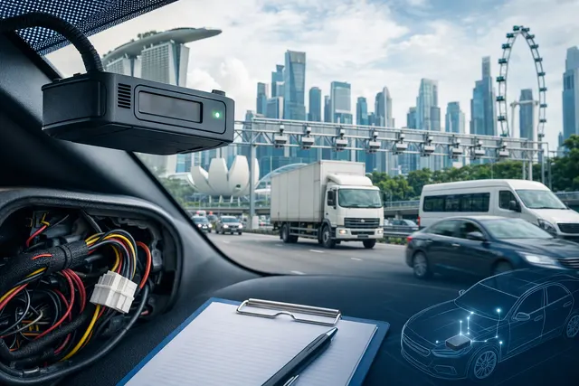 AI-generated illustration accompanying a report on Singapore ERP 2.0 on-board unit faults