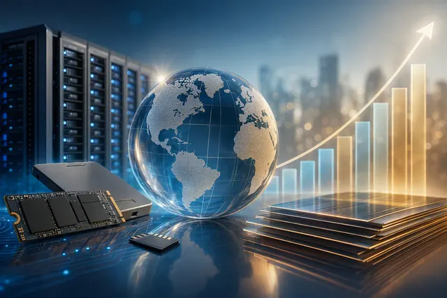 Illustration representing Sandisk’s fiscal Q1 2027 earnings and data-center growth