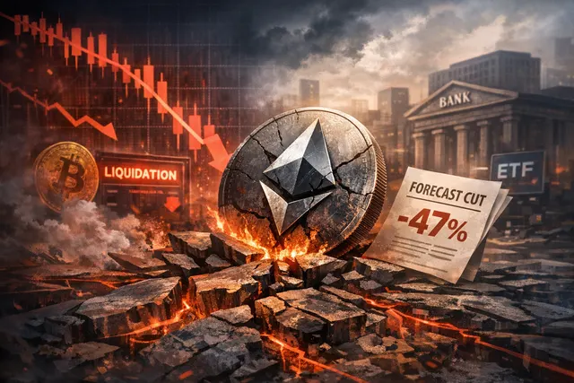 Digital chart showing Ethereum and Bitcoin price crashes with breaking support levels in early June 2026