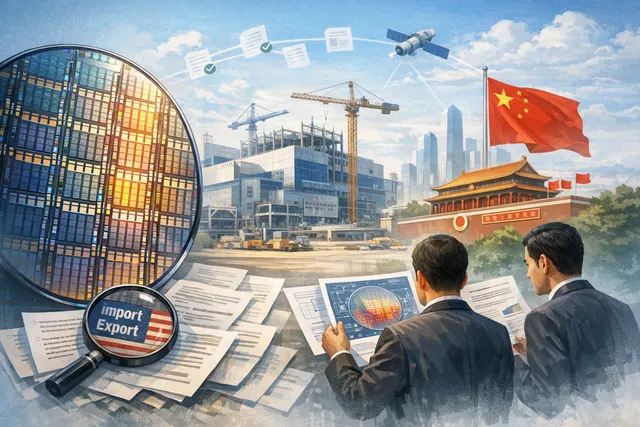 A conceptual illustration showing a semiconductor wafer with DRAM memory cells, overlaid with a stylized map of Shenzhen and Huawei branding, representing the company's planned DRA