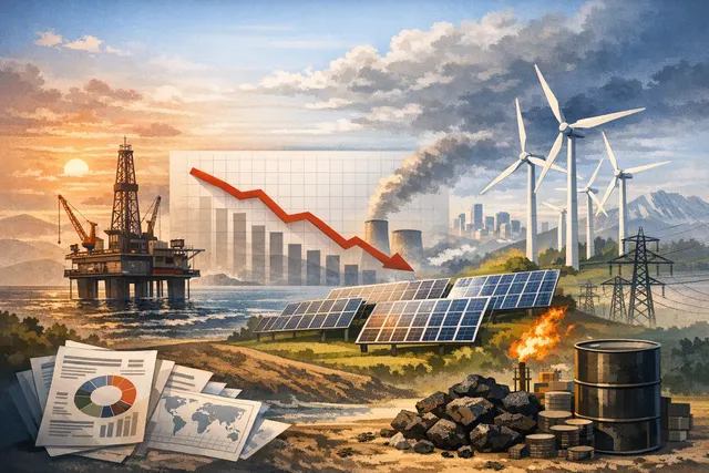 Abstract visualization of global energy transition data showing investment flows, grid infrastructure, and geopolitical risk indicators overlaid on a world map