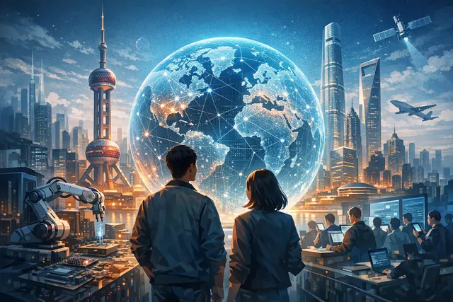 Abstract editorial illustration representing MiniMax’s multimodal AI models, consumer apps and global expansion