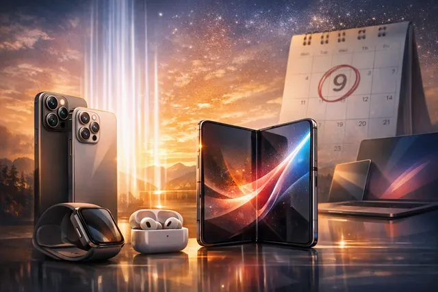 Concept illustration of Apple’s rumored foldable iPhone and iPhone 18 Pro lineup ahead of the September 9 Surprise and Shine event