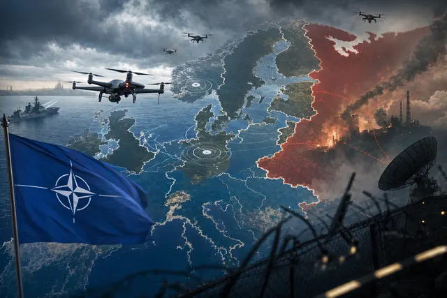 Illustrative image accompanying an article about drone incursions and European security.