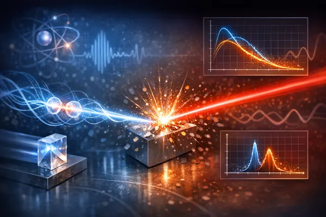 Illustration of quantum light pulses, representing bright squeezed vacuum statistics and their interaction with matter.