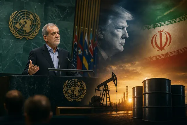 AI-generated editorial illustration accompanying coverage of U.S.–Iran diplomacy and oil prices