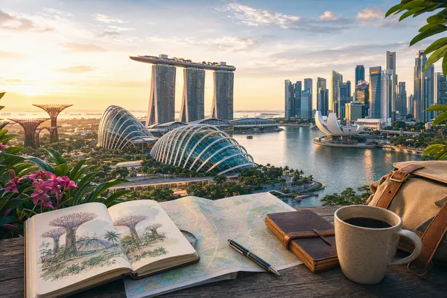 Editorial illustration for planning a first trip to Singapore