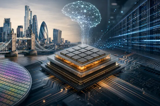 Concept illustration of AI inference hardware integrating memory and compute