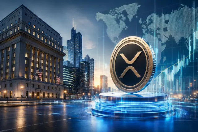 Illustration representing institutional trading of XRP futures on a derivatives exchange