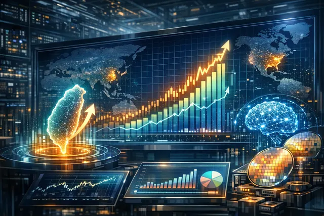 Illustration of Taiwan's stock market growth driven by TSMC and AI chips