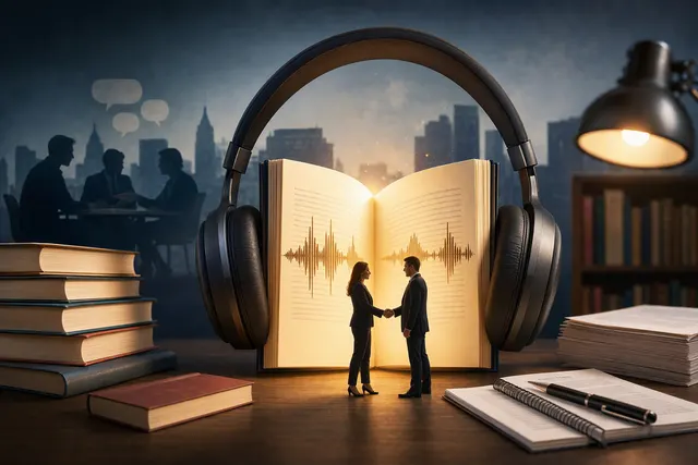 Editorial illustration representing a possible YouTube move into audiobooks