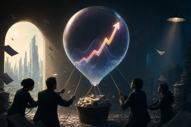 Concept illustration representing inflated ARR metrics in AI startups
