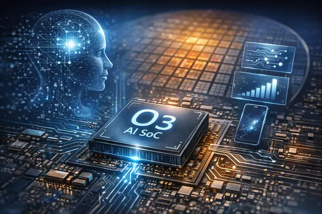 Illustration of Xiaomi's Xuanjie XRING O3 flagship mobile processor with AI, CPU, GPU and LPDDR6 features