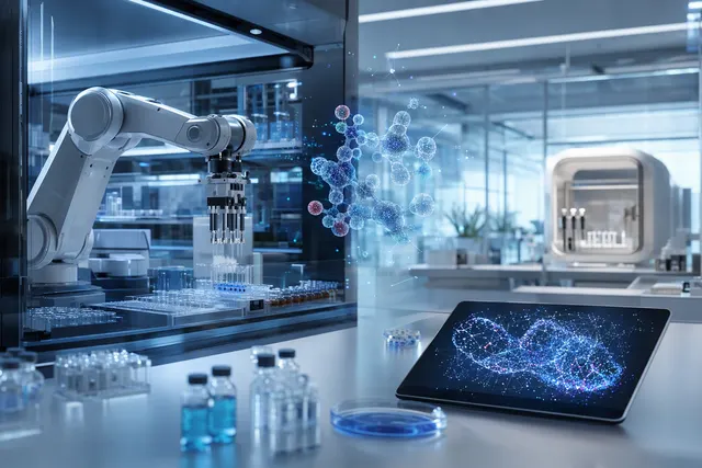 Conceptual illustration of AI-enabled drug discovery