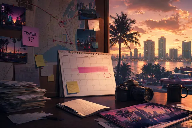 Grand Theft Auto VI Vice City themed promotional style artwork representing GTA 6 anticipation and trailer speculation