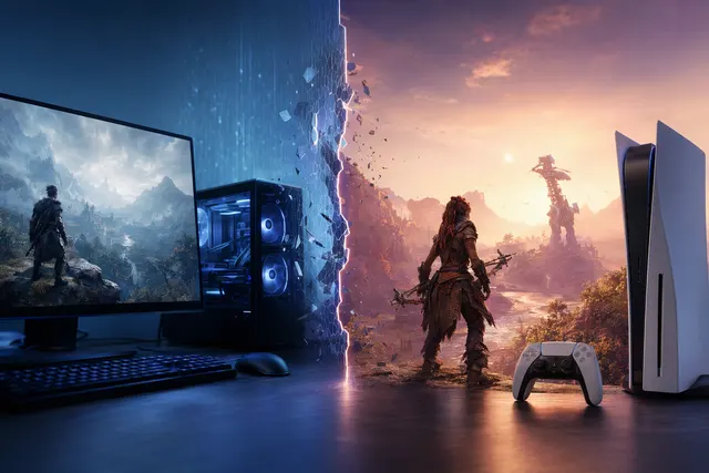 Illustration representing Sony keeping major narrative PlayStation games exclusive to PS5 instead of releasing PC ports