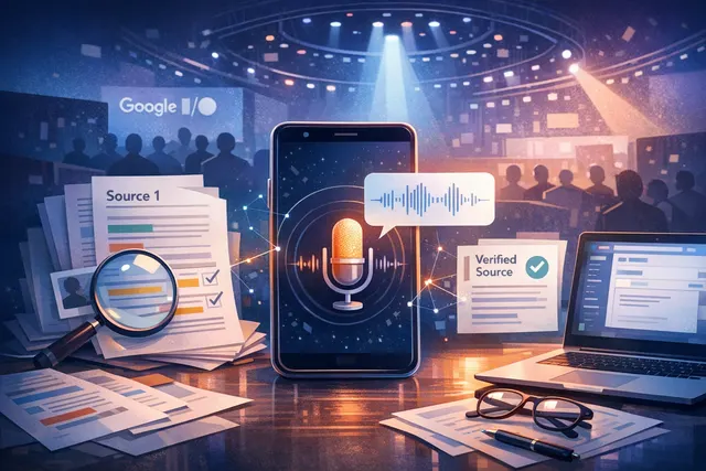 Gmail Live voice search interface on a smartphone with full-screen waveform animation