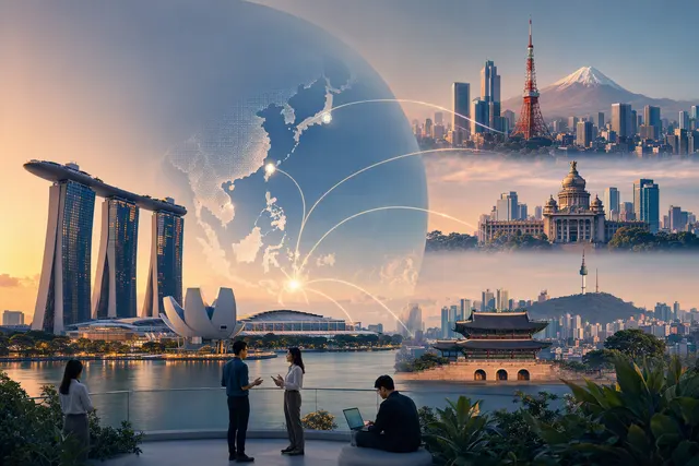 AI-generated editorial illustration representing Anthropic’s Singapore office expansion