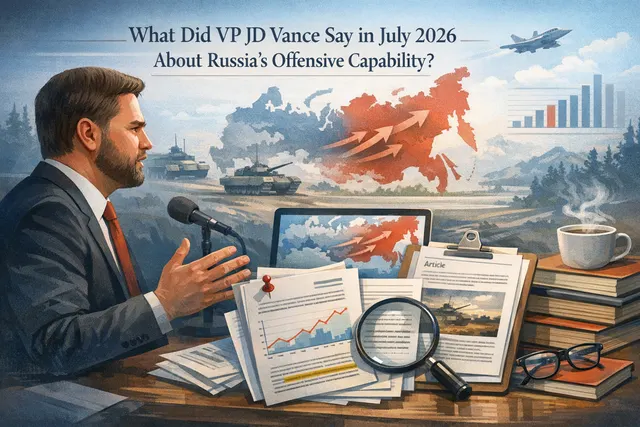 Search & fact check with cited sources for What did Vice President JD Vance say in a July 2026 interview about Russia's offensive capability