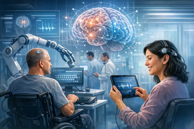 Neuralink brain-computer interface: thought-to-speech AI voice cloning and mind-controlled digital art, 2026 clinical trial milestones
