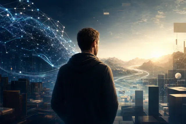 Editorial illustration representing Andrej Karpathy joining Anthropic and the competition around frontier AI research