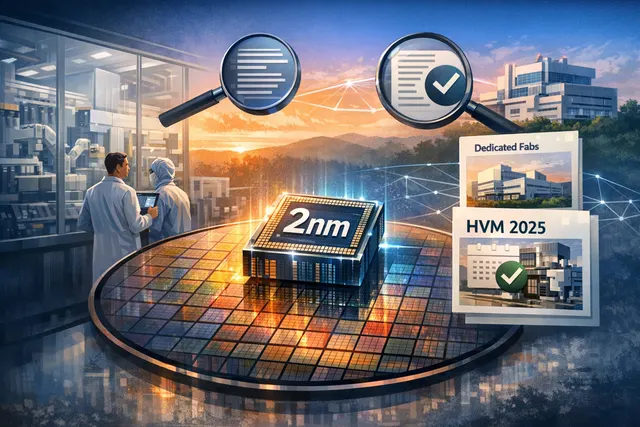 AI-generated editorial image representing TSMC's 2nm semiconductor manufacturing facility and advanced chip technology.